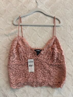 Express Dusty Rose Lace Cropped Cami